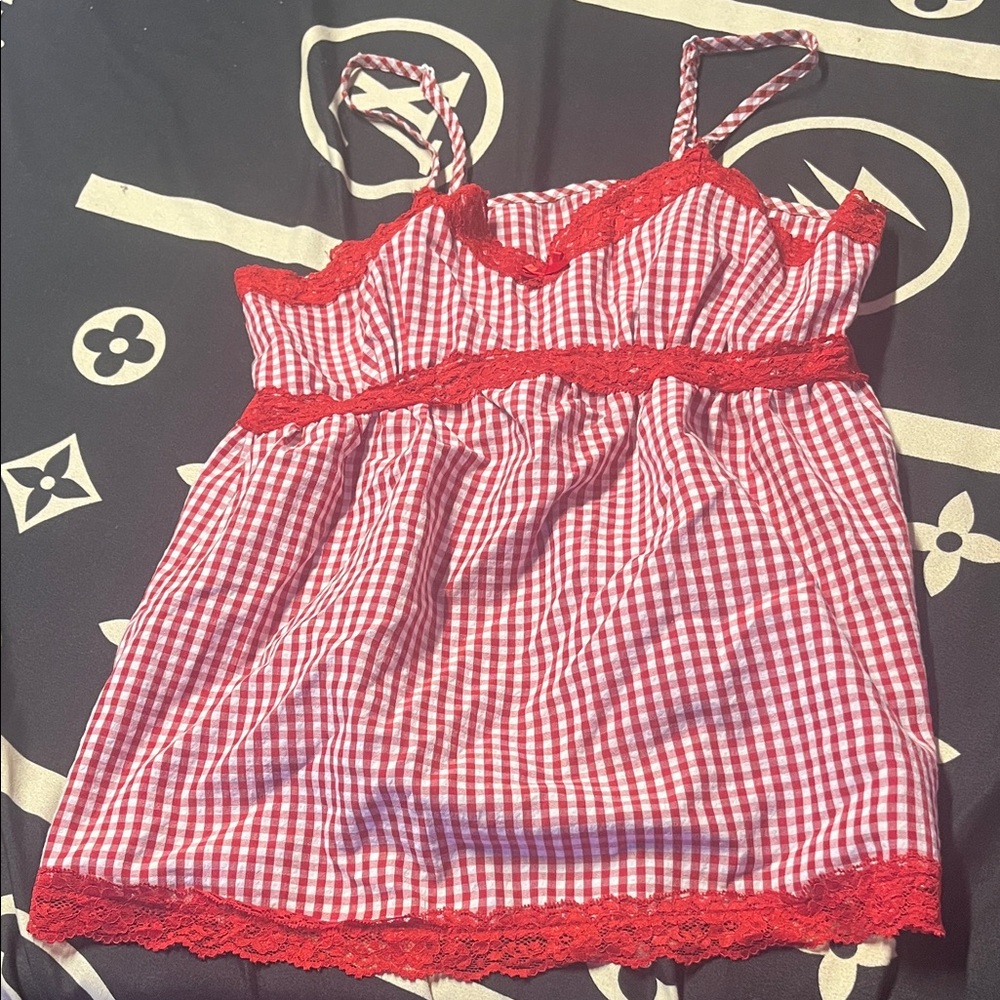 Red and White Checkered Top